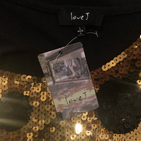 Sequined Strappy Lined Shimmering Tank Top, Sz Large - Picture 3 of 6